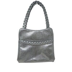Vintage 1960s Metallic Silver Braided Detail Shoulder Bag Purse